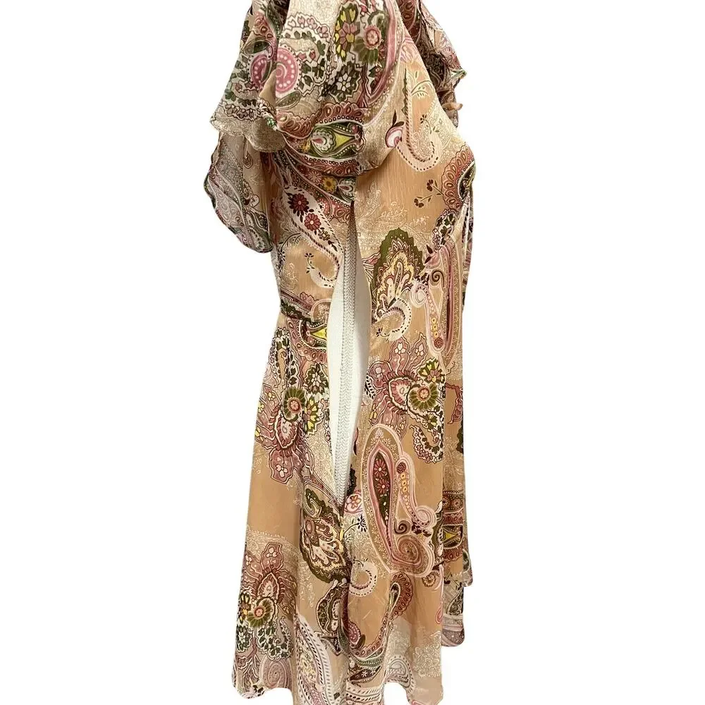 Avantlook Keyhole Back Dress Womens Small Beige Pink Fairy Flowy Wimsigoth Sheer